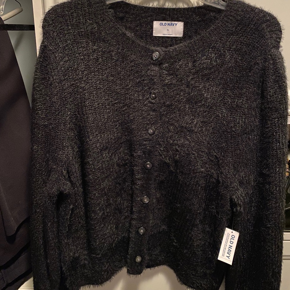 NWT Old Navy Black Fuzzy Cardigan XL